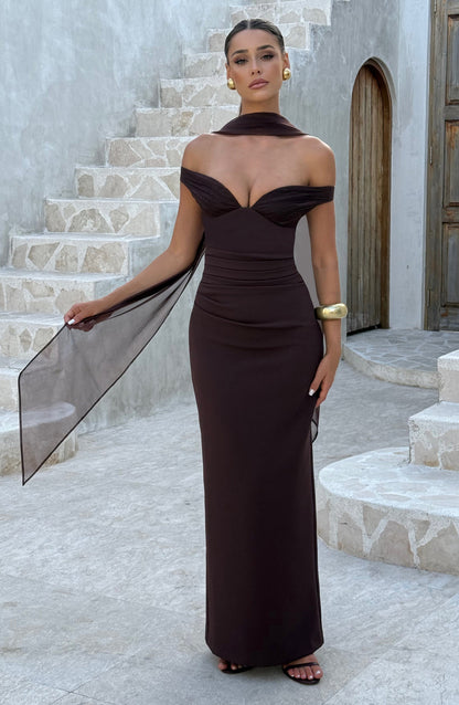 Abigail Maxi Dress - Plum Brown